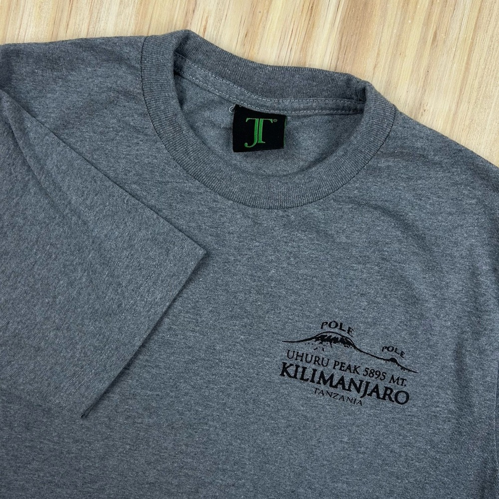 Mt‎ Kilimanjaro T-Shirt Adult M Map Mountain Crew Neck Short Sleeve Gray Hiking